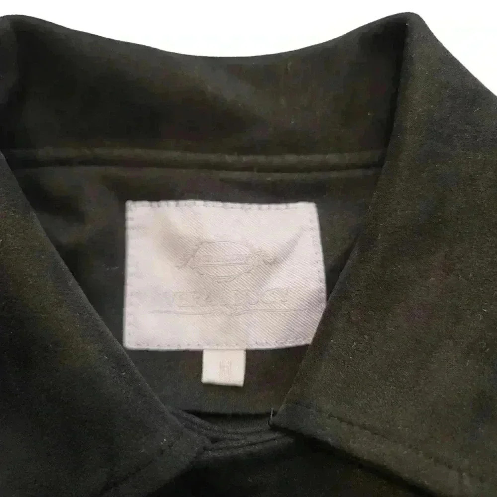 Vera & Lucy Tassel Faux Suede Black Moto Wing Collar Jacket Coat Size M - Picture 8 of 13